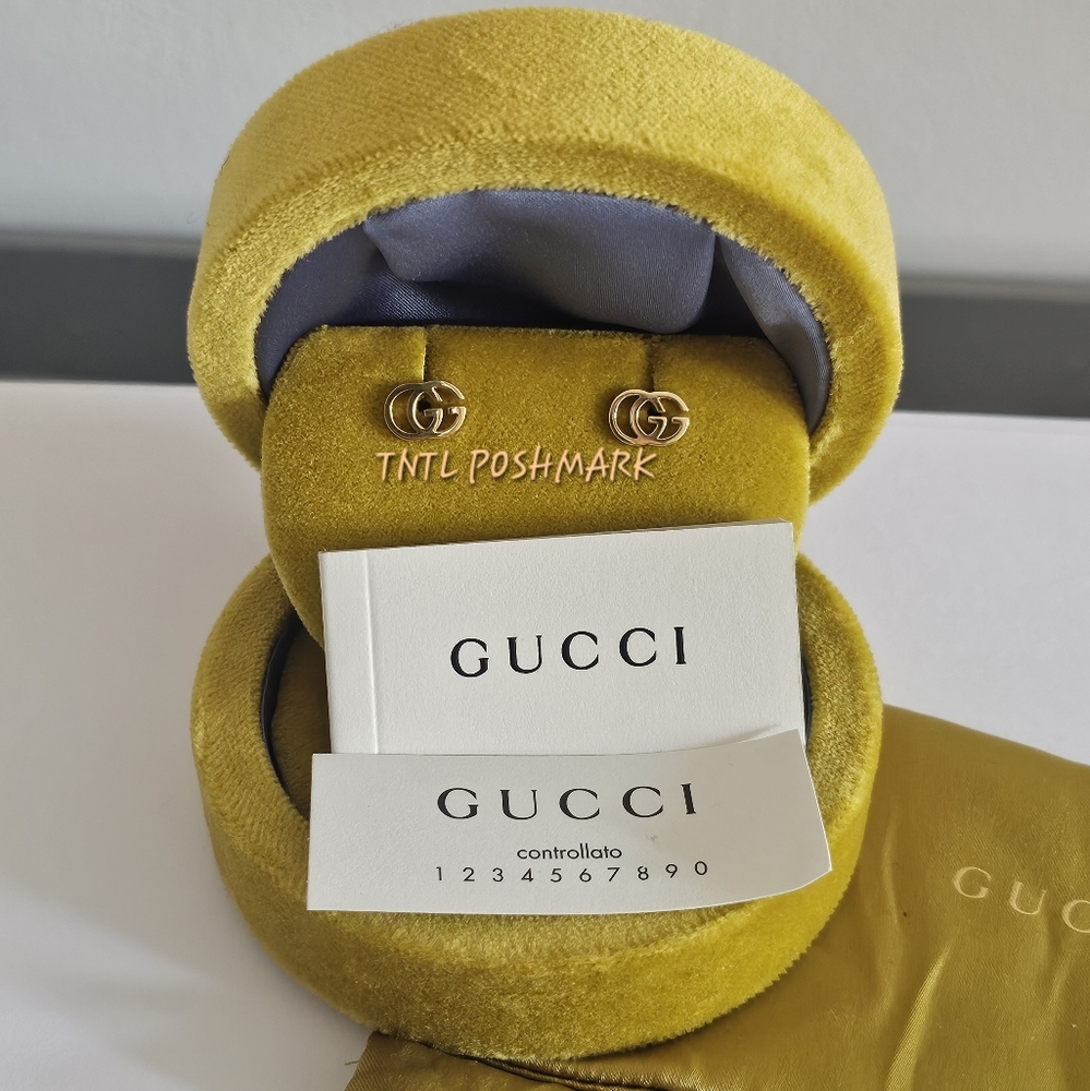 Gucci 18K Gold Double G Earings.